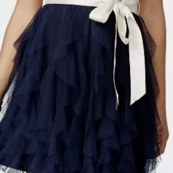 TEEZE ME-Juniors Ivory Cream Lace Navy Blue Ruffled Mini A-Line Dress-Size 5/6 - Picture 7 of 7